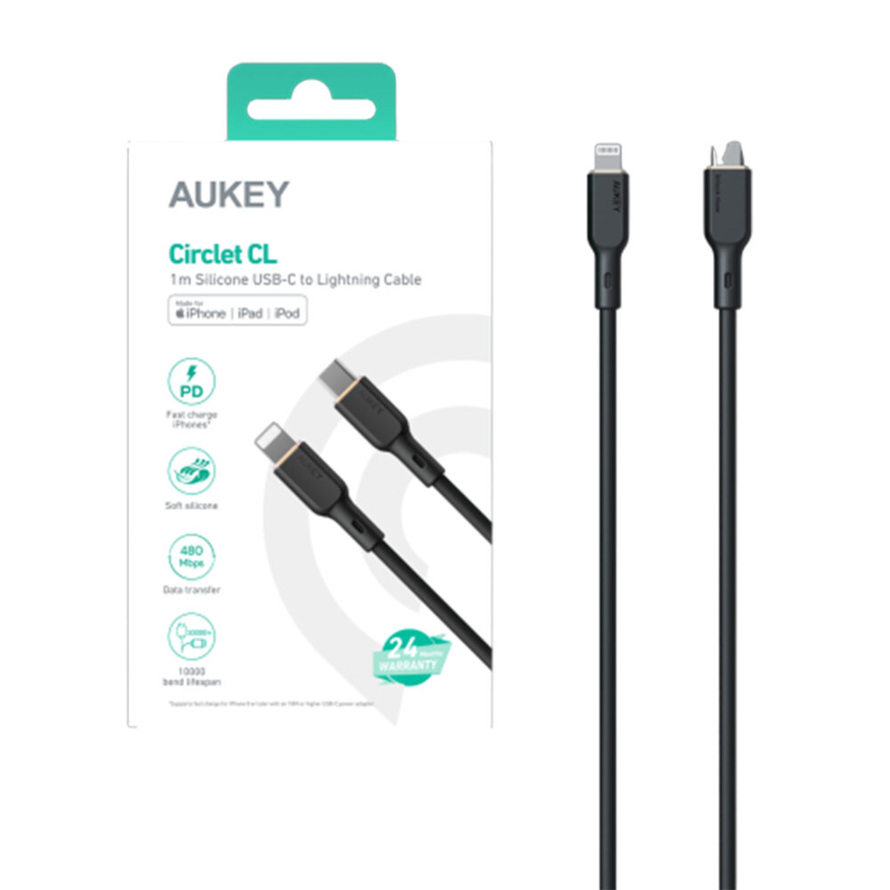 Aukey-CB-SCL1-Soft-Silicone-USB-C-to-Lightning-Cable-1-Meter-Black-3