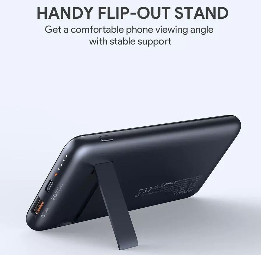 Aukey-PB-WL02-Basix-Pro-10000mAh-Powerbank-With-USB-A-And-USB-C-18W-PD-Quick-Charge-3.0-Magnetic-Wireless-Charging-Handy-Flip-Out-Stand-Black-Description-1