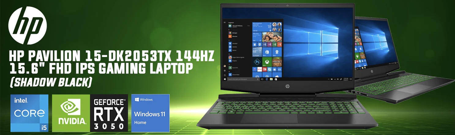 HP-Pavilion-15-DK2053TX-46R30PA-Gaming-Laptop-Shadow-Black-with-Acid-Green-Chrome-Logo-Description