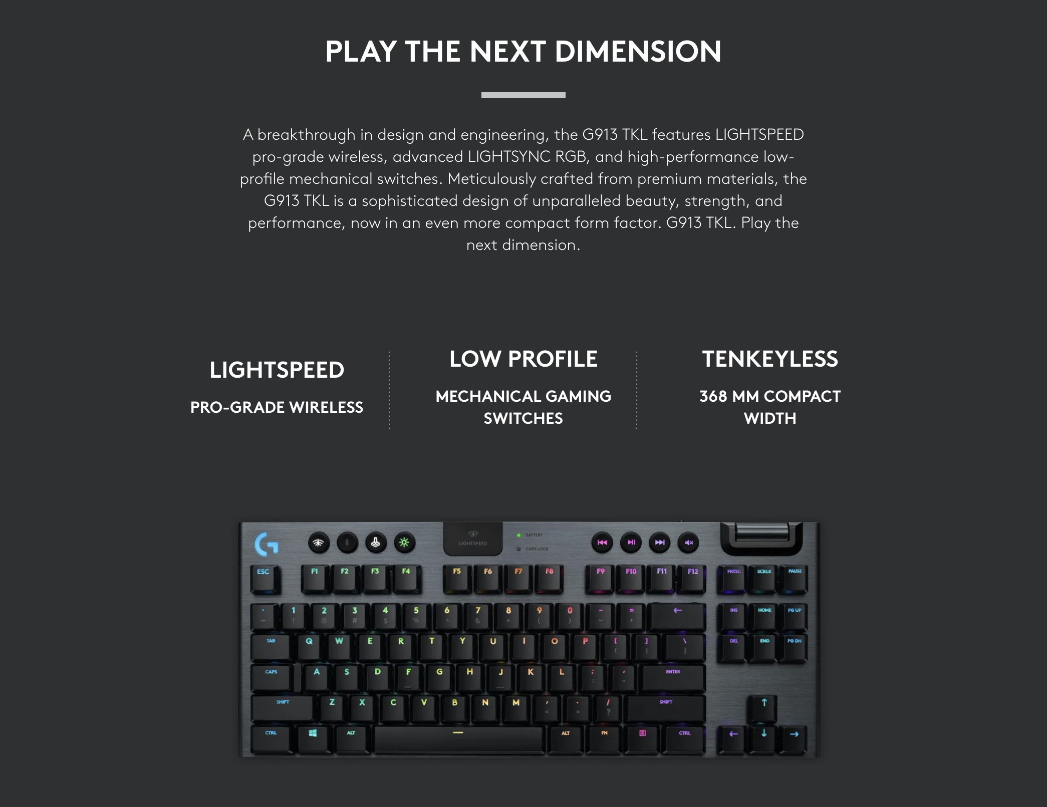 Logitech-G913-TKL-Tenkeyless-Lightspeed-Wireless-RGB-Mechanical-Gaming-Keyboard-Description-1