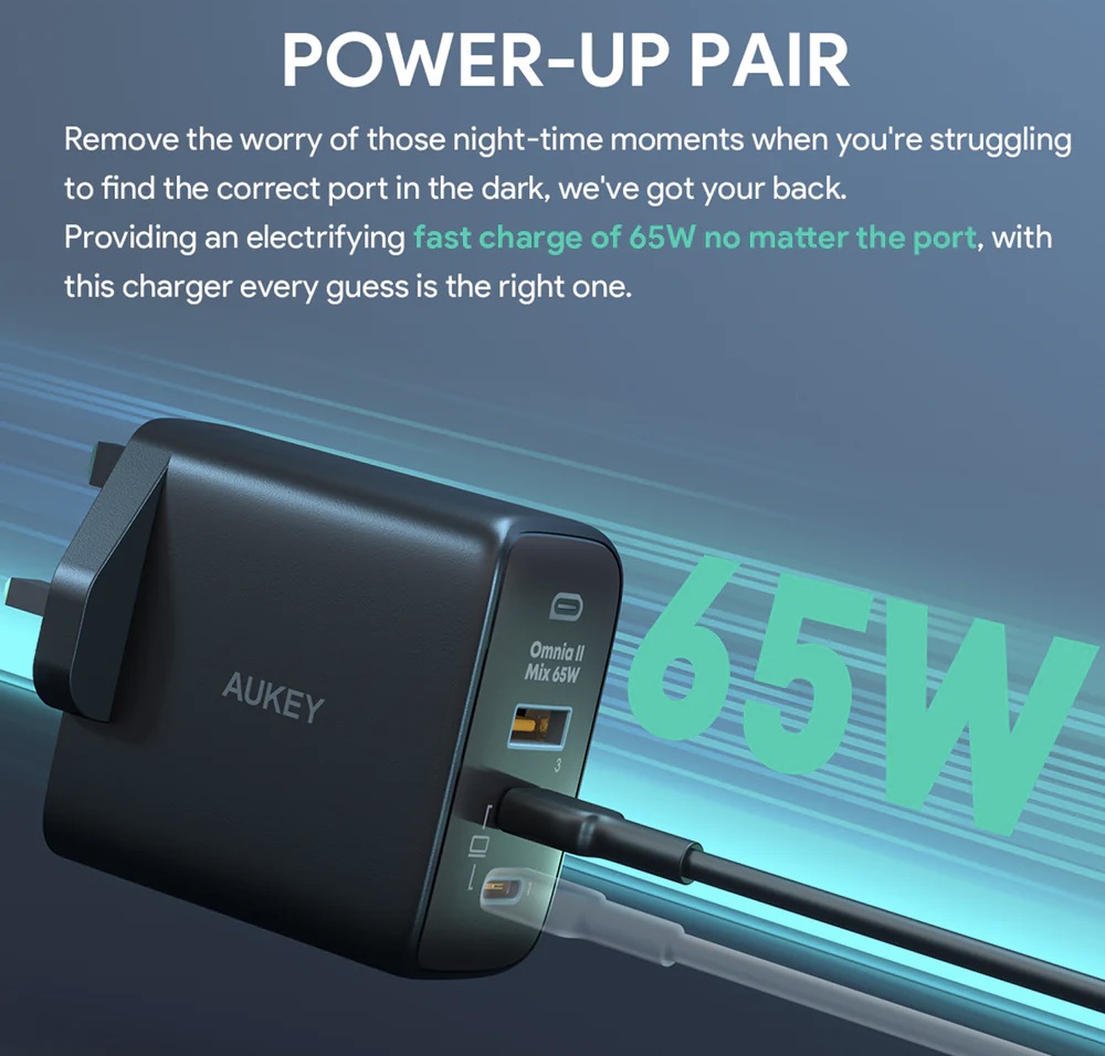 Aukey-PA-B6T-Omnia-II-65W-With-3-Port-2-USB-CUSB-A-PD-3.0-And-Super-Fast-Charging-PPS-Wall-Charger-With-GaN-Power-Technology-Black-Description-3