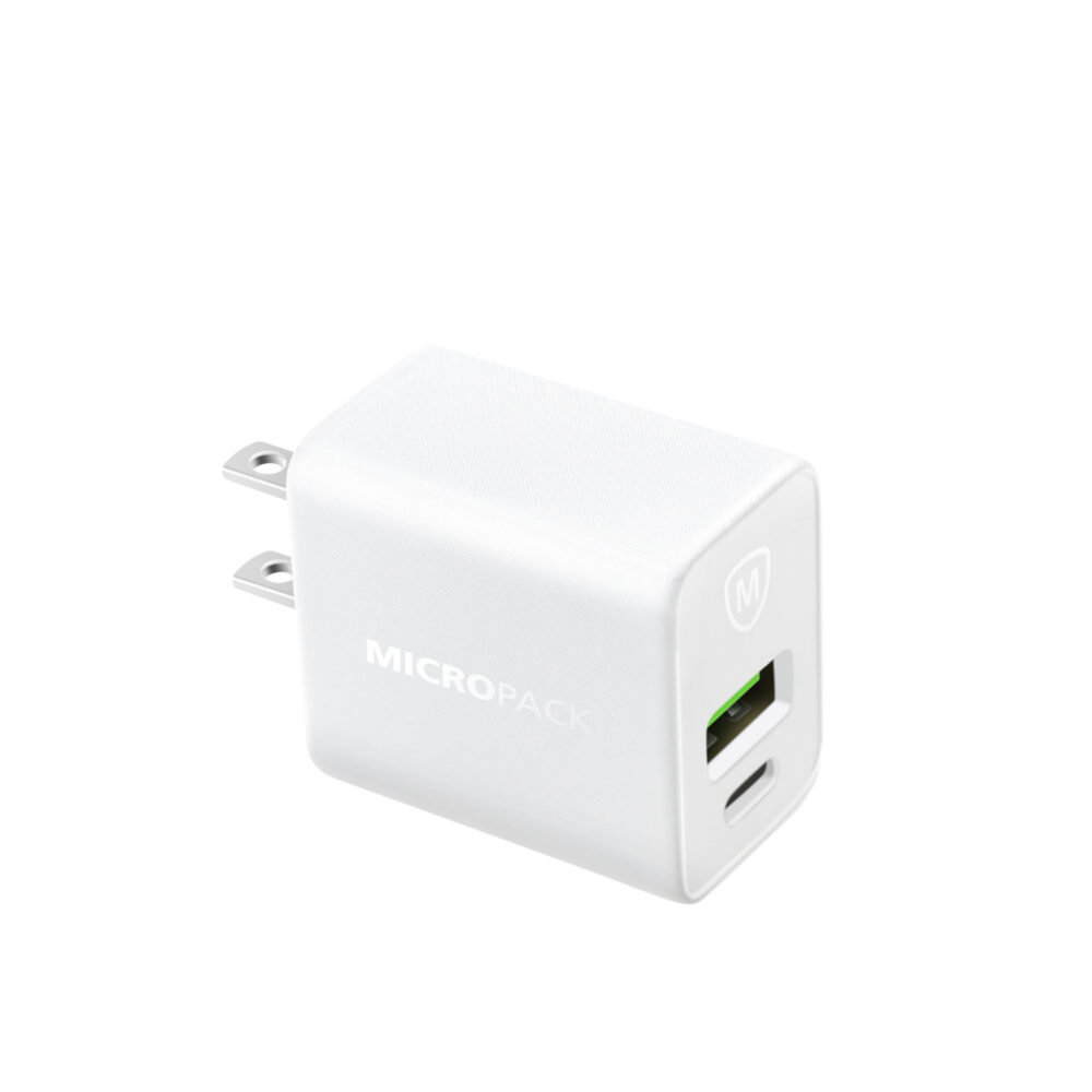 Micropack-33W-Fast-Charging-Block-USB-C-Wall-Charger-Dual-Port-MWC-233PD-US-Plug-White-1